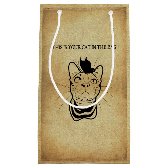 LIne Art Funny Cat In The Bag Personalised (Front)