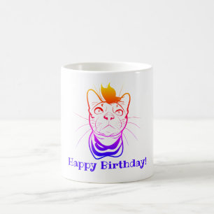 LIne Art Funny Cat Personalised Coffee Mug