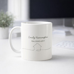 Line Art Green Real Estate Agent Coffee Mug