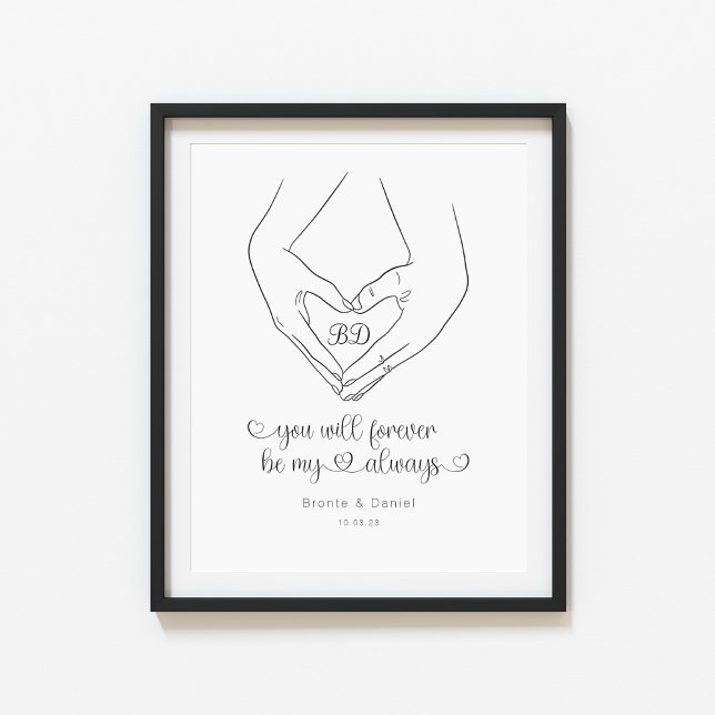 Line Art Heart Shape Hands Couple Poster (Creator Uploaded)