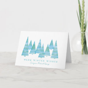 Line Art Holiday Christmas trees in snow Card