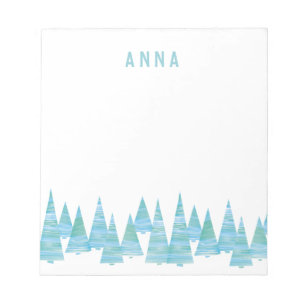 Line Art Holiday Christmas trees in snow Notepad