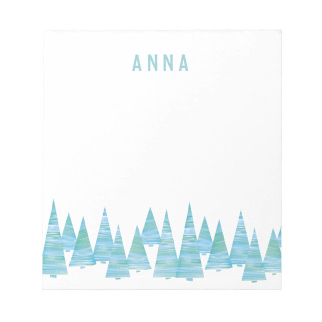 Line Art Holiday Christmas trees in snow Notepad (Front)