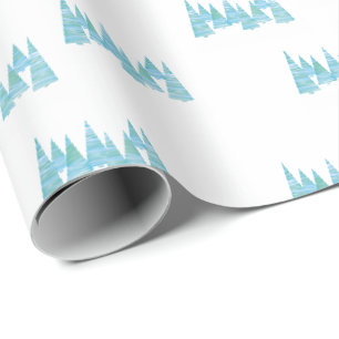 Line Art Holiday Christmas trees in snow Wrapping Paper