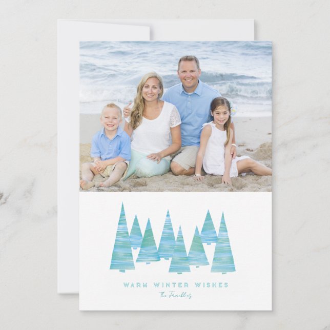 Line Art Holiday Christmas trees photo Invitation (Front)