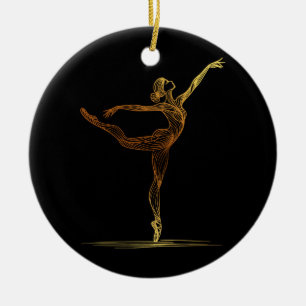Line Art illustration of a Ballet female Dancer Ceramic Ornament