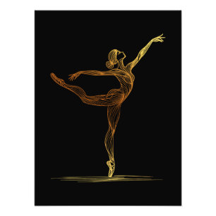 Line Art illustration of a Ballet female Dancer Photo Print