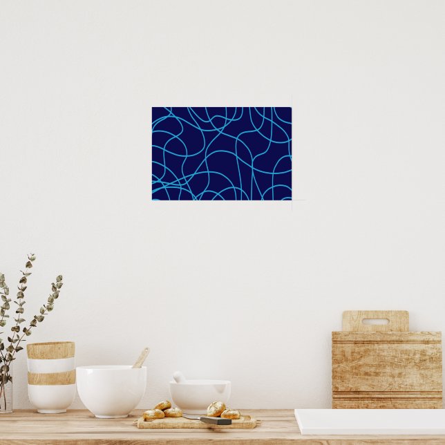 Line Art in Contrasting Blues Poster (Kitchen)