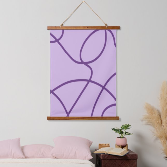 Line Art in Purple Hanging Tapestry (Bedroom)