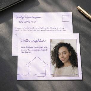 Line Art Introduction Mauve Real Estate Agent Postcard