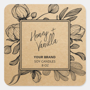 Line Art Kraft Soy Candle Labels