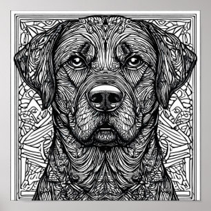 Line art labrador poster