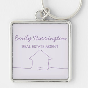 Line Art Mauve Real Estate Agent Key Ring