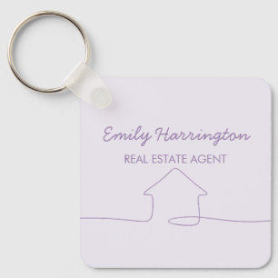Line Art Mauve Real Estate Agent Key Ring