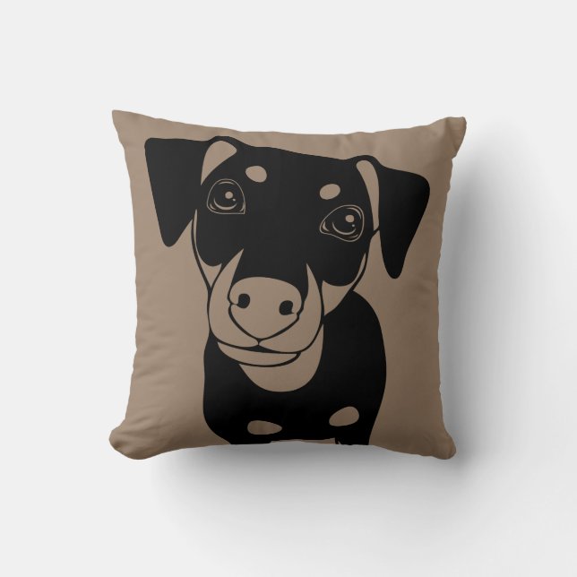 LINE ART Min Pin Owner Throw Pillow (Front)