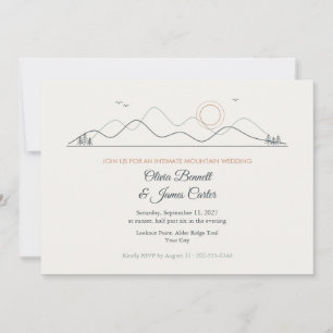 Line Art Mountain Elopement Invitation