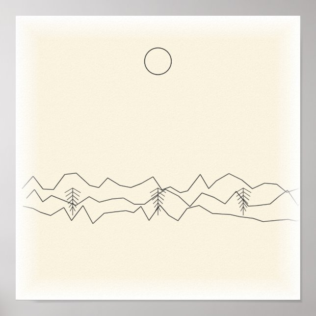 Line Art Mountains - Minimalist One-Line Print (Front)