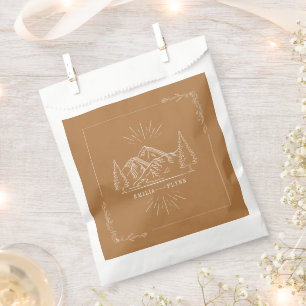Line Art Mountains Wedding Goldenrod Wedding Favour Bag