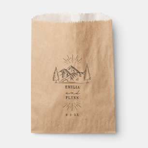 Line Art Mountains Wedding Save The Date Favour Ba Bag