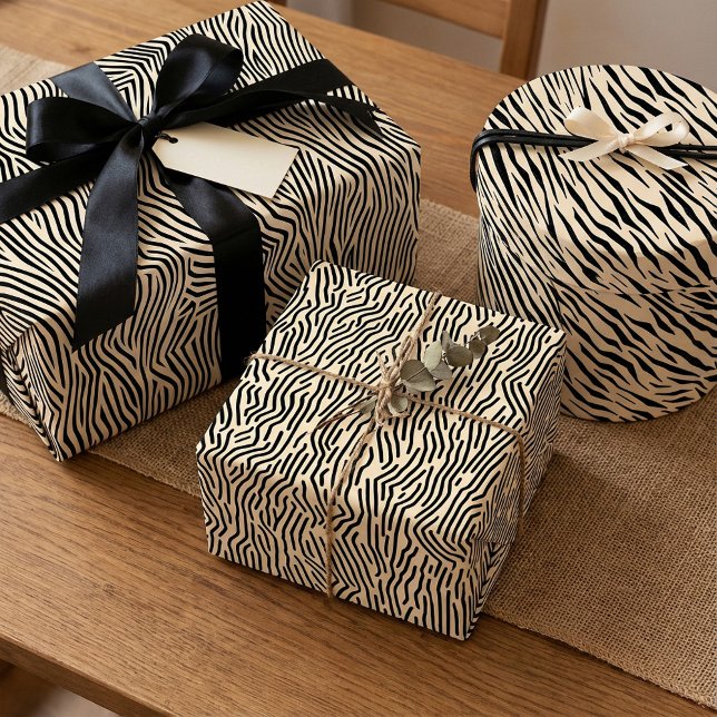 Line Art Nature-Inspired geometric Black and beige Wrapping Paper Sheet (Line Art Nature-Inspired geometric Black and beige Wrapping Paper Sheets)