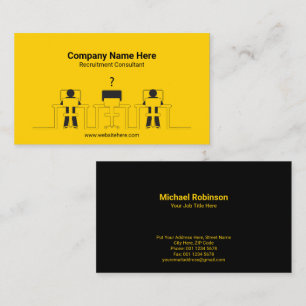 Line Art People Working on Computers   Yellow Business Card