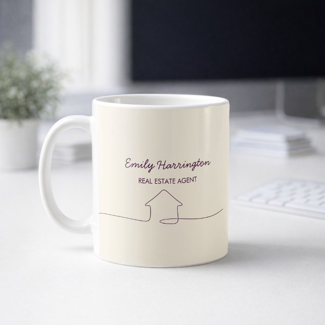 Line Art Plum Real Estate Agent Coffee Mug (Creator Uploaded)