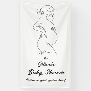 Line Art Pregnancy Minimalist Baby Shower Banner