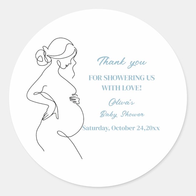Line Art Pregnancy Minimalist  Classic Round Sticker (Front)