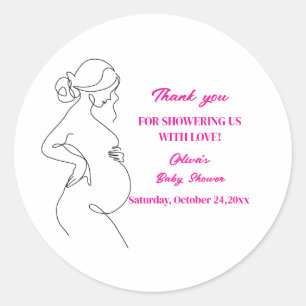 Line Art Pregnancy Minimalist Classic Round Sticker