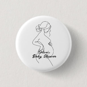 Line Art Pregnancy Silhouette Baby Shower 3 Cm Round Badge