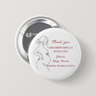 Line Art Pregnancy Silhouette Baby Shower Button