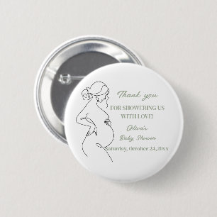 Line Art Pregnancy Silhouette Baby Shower Button