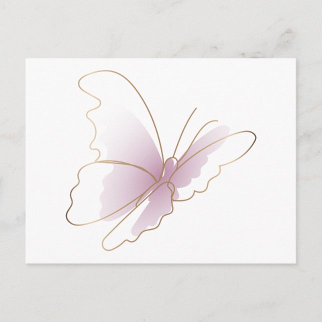  LINE  ART  PURPLE  BUTTERFLY POSTCARD (Front)