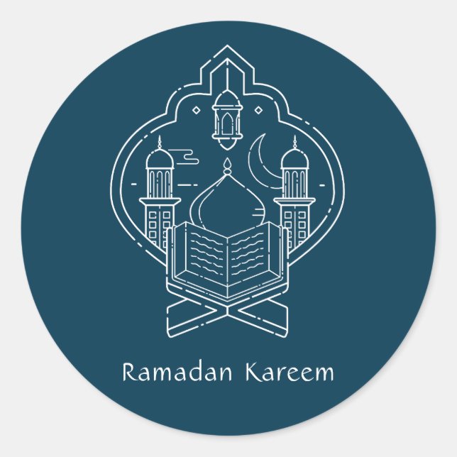 Line Art Ramadan Kareem - EID Mubarak Stickers (Front)