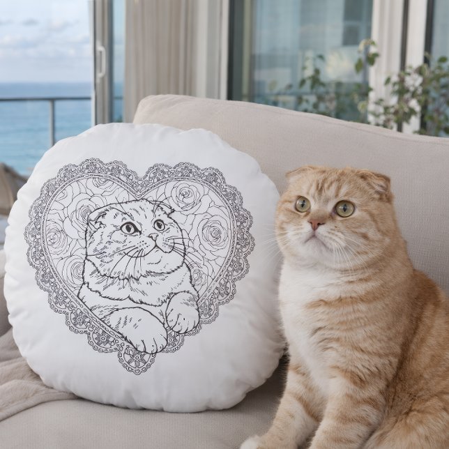 Line Art Ritual Collection  - Round Cushion (When everything slows…
you finally hear what matters.)