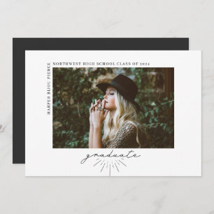 Line Art Script Graduation Horizontal Photo Announcement