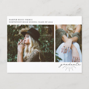 Line Art Script Graduation Party Photo  Postcard