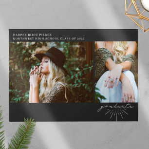 Line Art Script Gray Graduation 2 Photo Announcement
