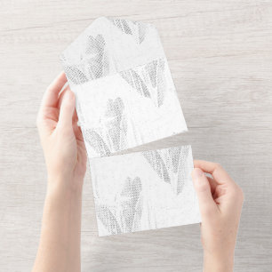 Line art, Seashell, Harp All In One Invitation