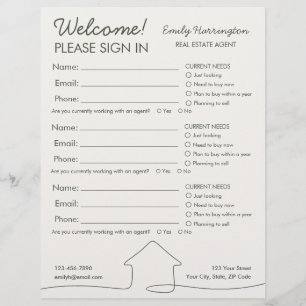 Line Art Sign In Sheet Green Real Estate Agent