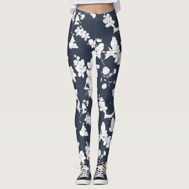 Line Art Spring Pattern Leggings (Front)