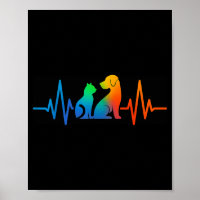 Line Art Veterinary Heartbeat Dog And Cat Lovers V