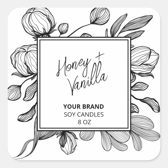 Line Art White Soy Candle Labels (Front)