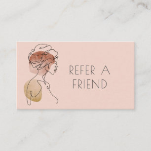 Line Art Woman Makeup Artist Referral Card