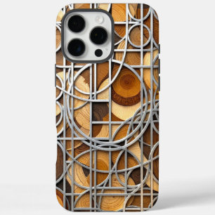 Line Art Woodgrain iPhone 16 Pro Max Case