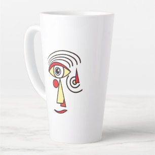Line Artwork Abstract Face Simple Shapes Creative Latte Mug