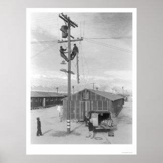 Line Crew at Work in Manzanar 1943 Poster
