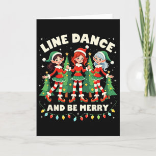 Line Dance And Be Merry Xmas Cute Elf Dancers Cost Card