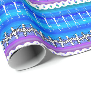 Line Dance Blue Wrapping Paper