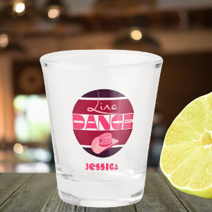 Line dance Love Cowboyhat pink Shot Glass